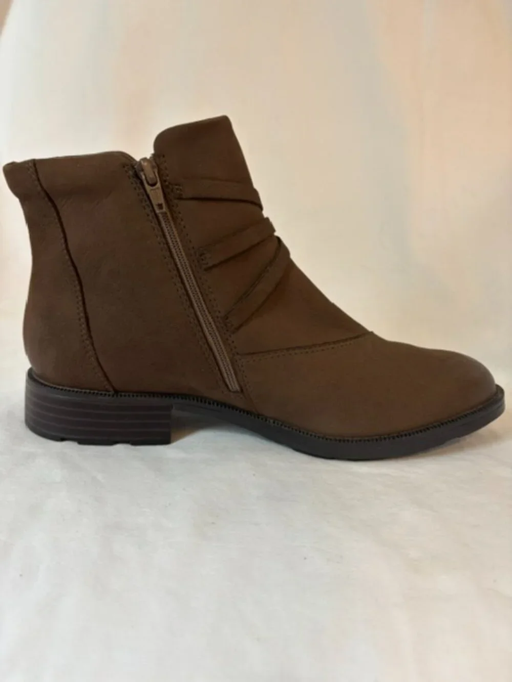 Clarks Women's Adalynn Faye Ankle Boots w/Buckle & Strap in Mushroom Size 10W